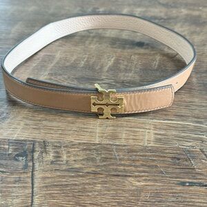 Tory Burch Reversible Tan and Light Pink Belt